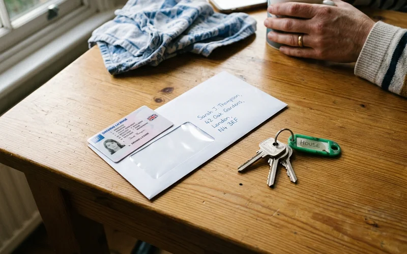 Driving licence and an addressed letter used as proof