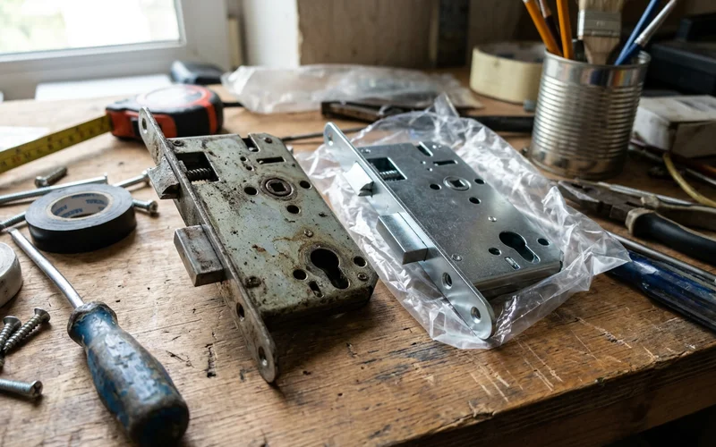 Failed centre gearbox beside its replacement