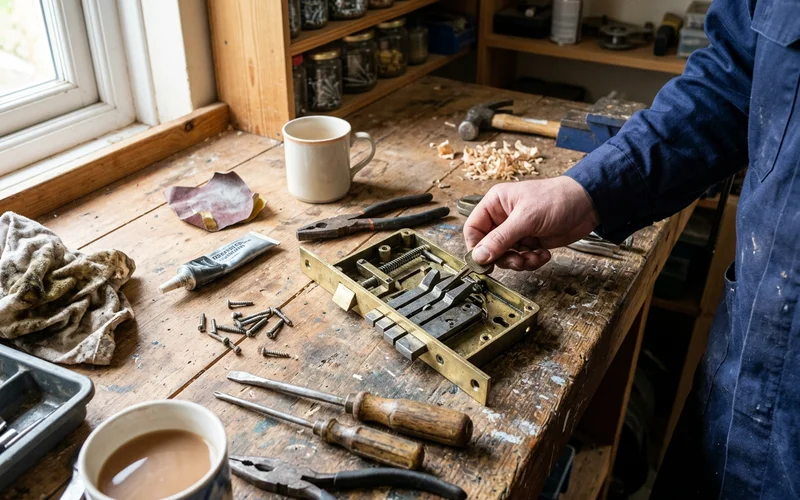 Mortice deadlock opened on the workbench