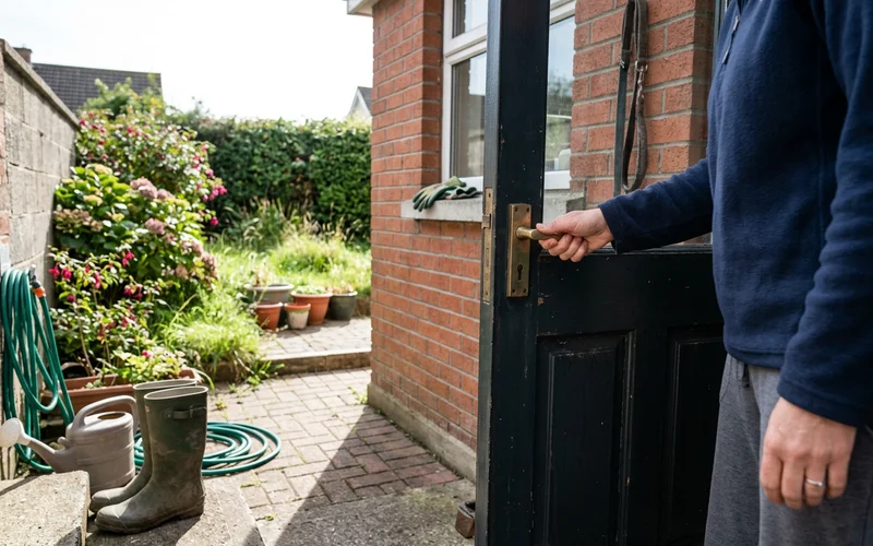 Checking the back door handle of an Irish home