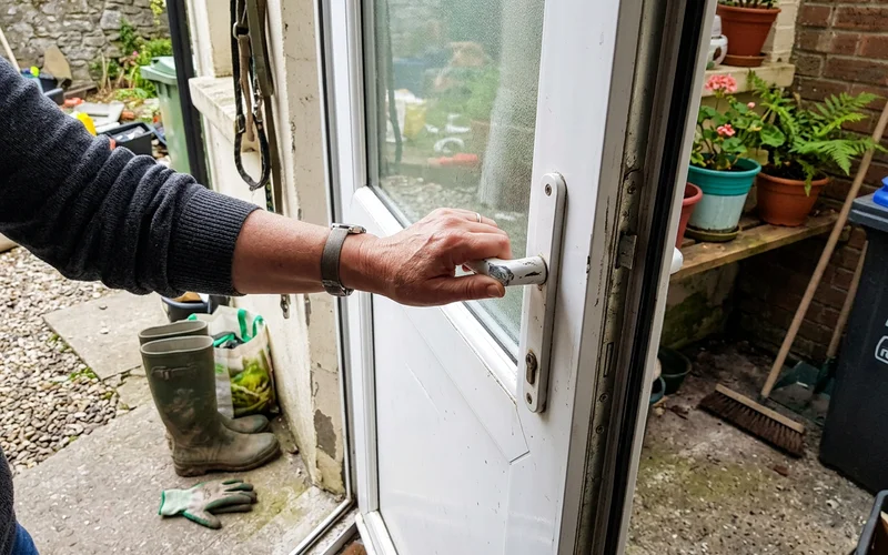 A stiff UPVC handle needing force to lift