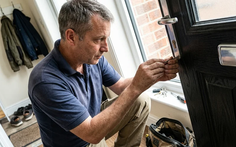 Extractor tool being used on a door cylinder