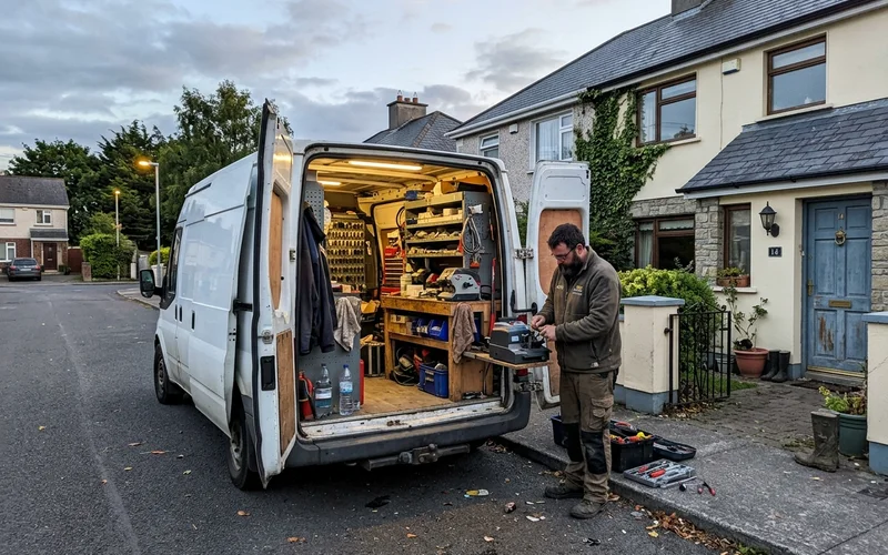 Locksmith van attending an evening call-out