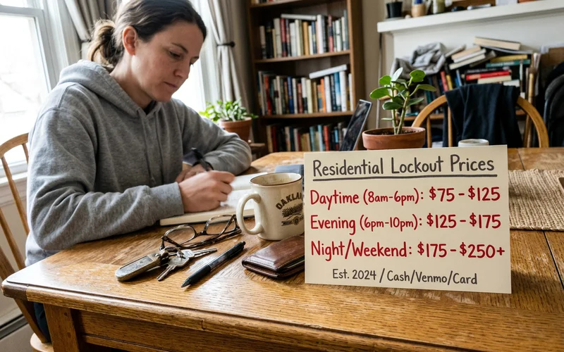 Price range card for a residential lockout