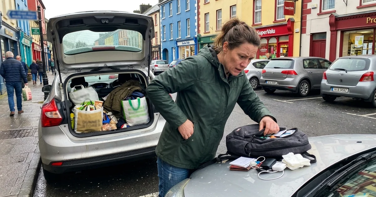 Driver searching for a lost car key beside their vehicle