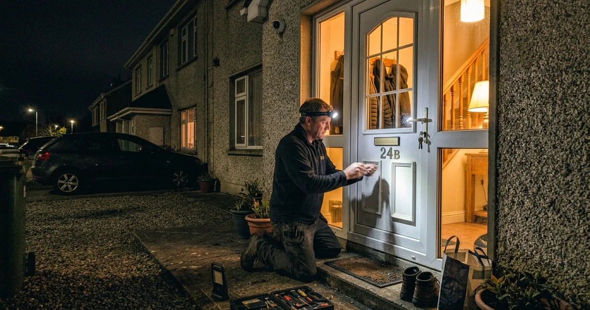Locksmith opening a front door at night in Ferrybank, Waterford