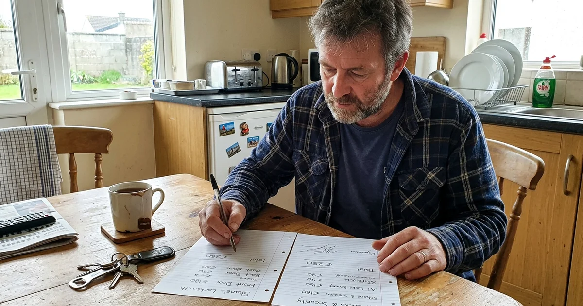 Homeowner comparing two written locksmith quotes
