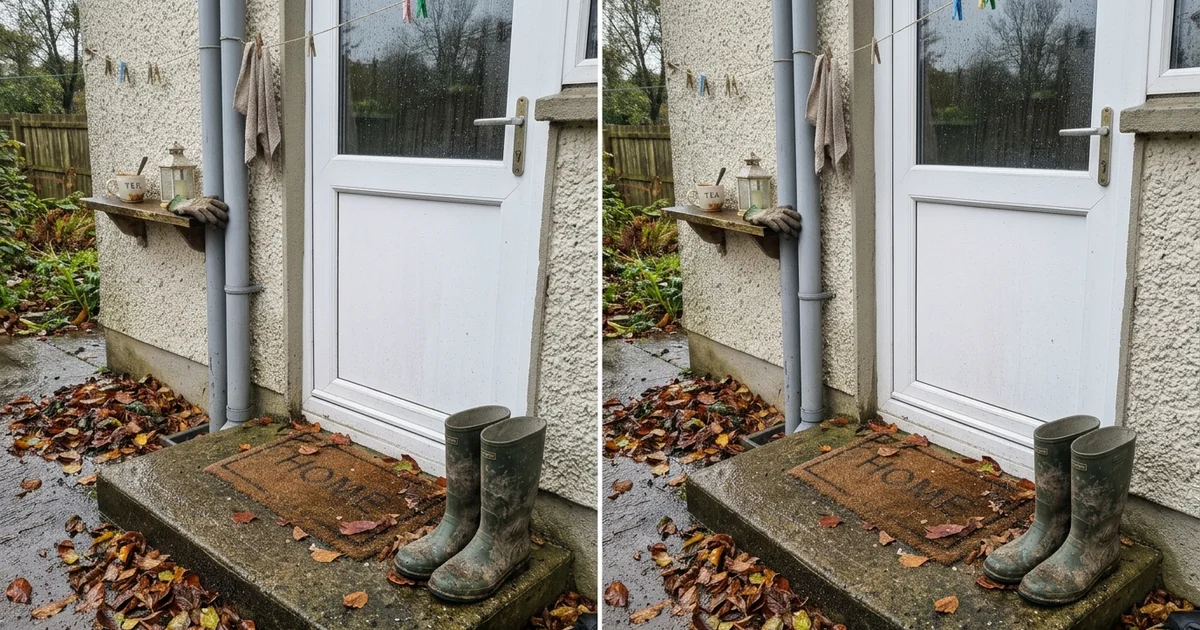 Rain on a UPVC back door in Waterford on an autumn morning