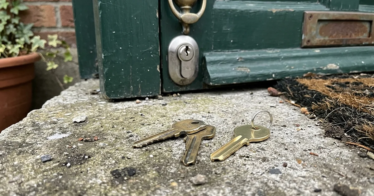 Broken key halves aligned beside a new cut key