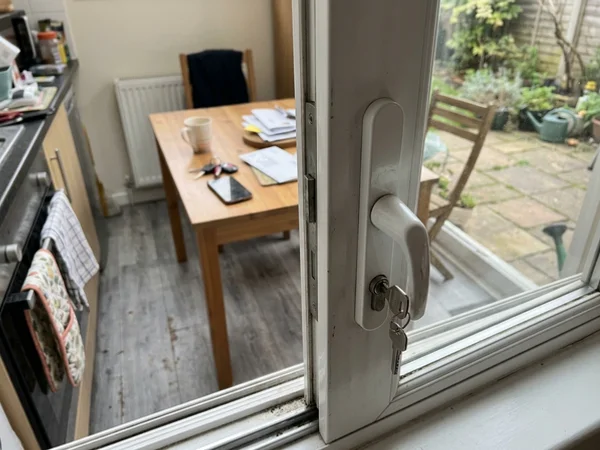 Repaired patio sliding door lock
