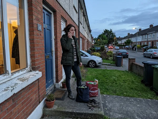 Locked-out homeowner waiting on the doorstep in Waterford